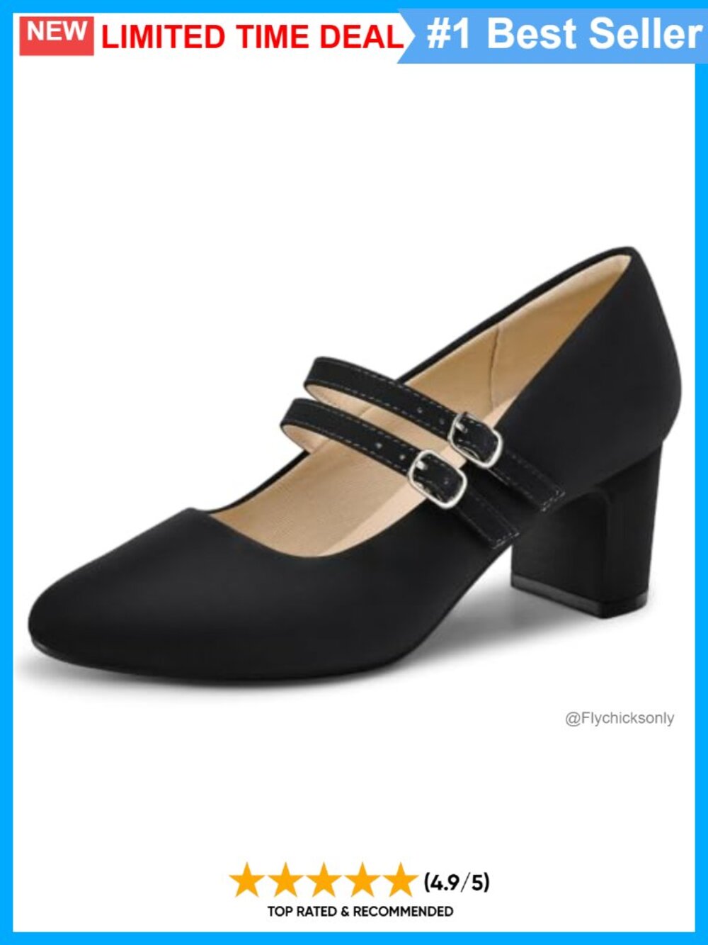 Women's Mary Jane Pumps Chunky Block Heel Double Straps PU Dress Shoes